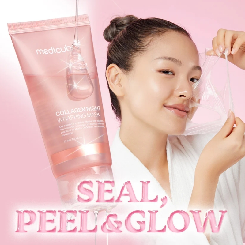 Medicube Collagen Overnight Wrapping Peel Off Facial Mask Pack - Elasticity & Hydration Care, Reduces Sagging & Dullness - Hydrolyzed Collagen For Glowing Skin - Korean Skin Care