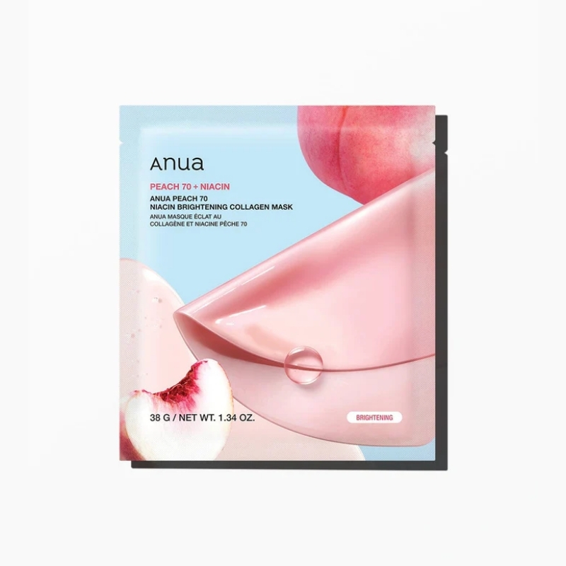 ANUA Peach 70 Niacin Brightening Collagen Mask, Overnight Face Mask for Glass Skin, Niacinamide, Collagen Facial Mask, Glow up with Hydration, Natural Color, Korean Skin Care