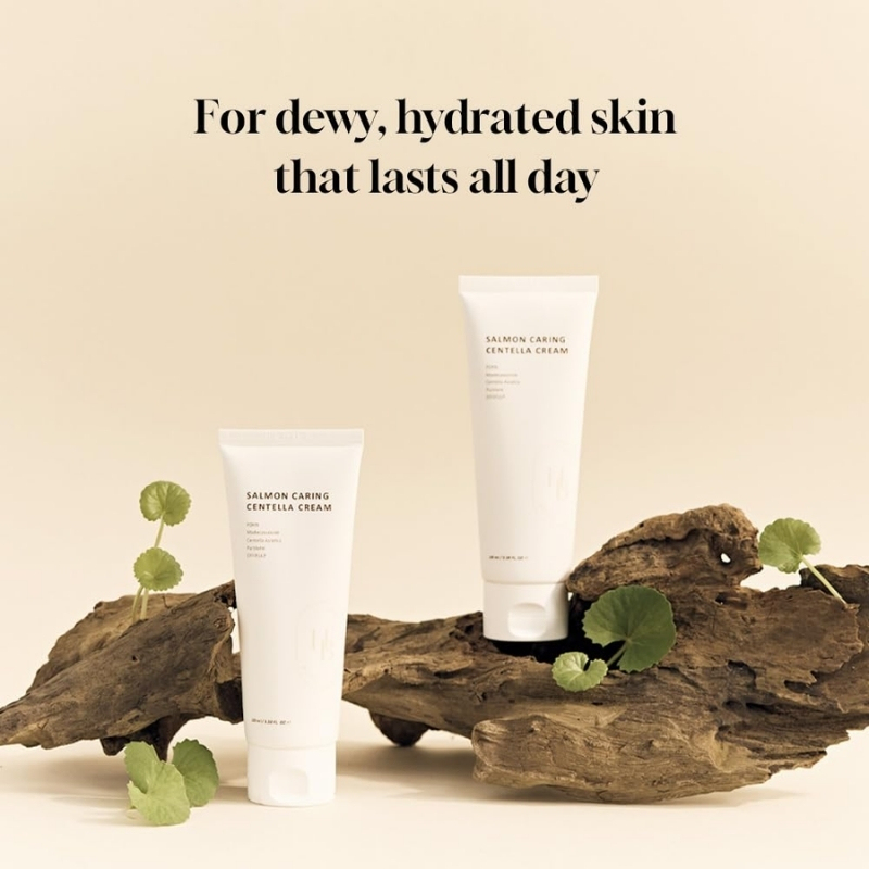 Heveblue Salmon Caring Centella Cream - Salmon PDRN, Salmon Egg Extract, Centella, Madecassoside, Improve Skin Moisture Loss, Restore and Rejuvenate, Low Irritation, Korean Skincare
