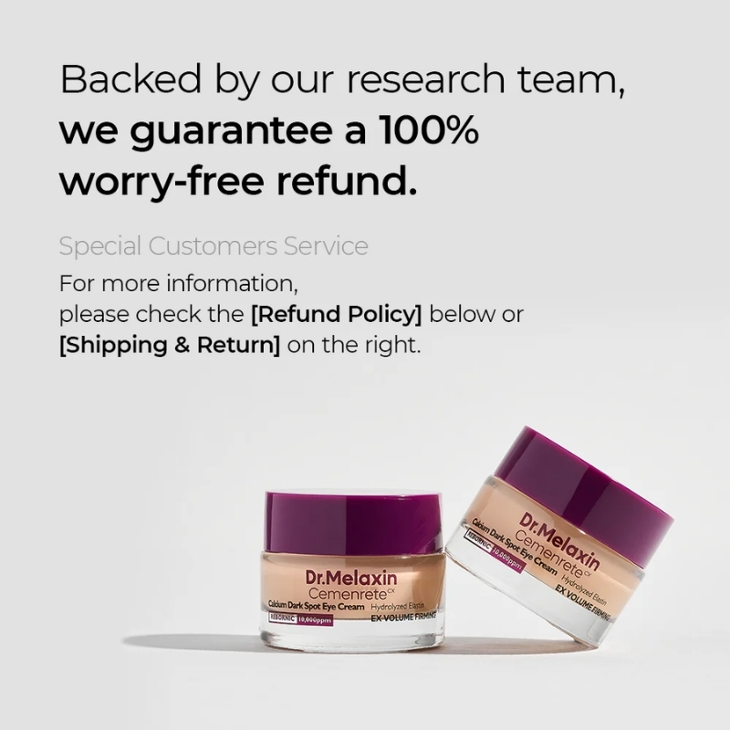 Dr Melaxin Cemenrete Calcium Dark Spot Eye Cream Patented ingredients of Ribornic, improve lifting the droopy eyes - Dual function s with whitening and improvement - 0.00 no stimuli proved by the test applied to the human body