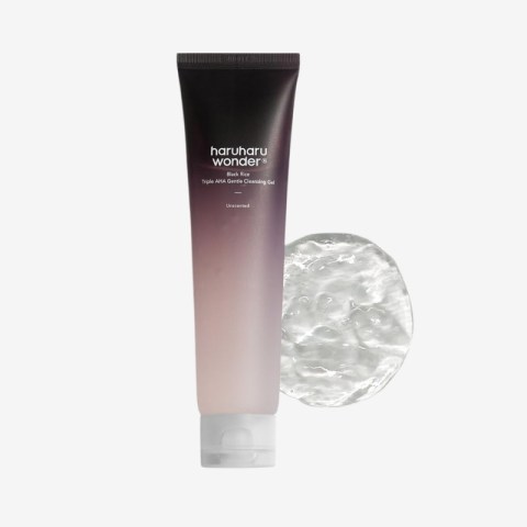 HARUHARU wonder Black Rice Triple AHA Gentle Cleansing Gel 3.38 fl oz, Hydrating Cleansing gel, Gentle exfoliating, Vegan