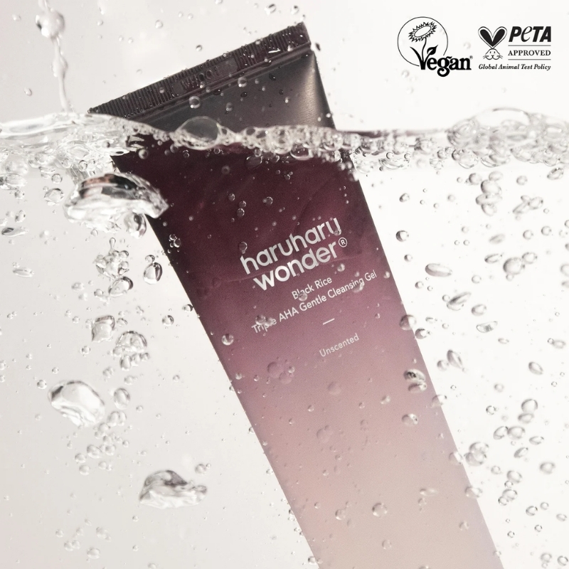 HARUHARU wonder Black Rice Triple AHA Gentle Cleansing Gel 3.38 fl oz, Hydrating Cleansing gel, Gentle exfoliating, Vegan
