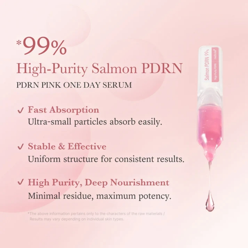 medicube Salmon DNA PDRN Pink One Day Serum | 99% Salmon DNA PDRN Intensive Ampoule, Collagen, Glutathione, Hyaluronic Acid - Improves skin radiance | Korean skincare