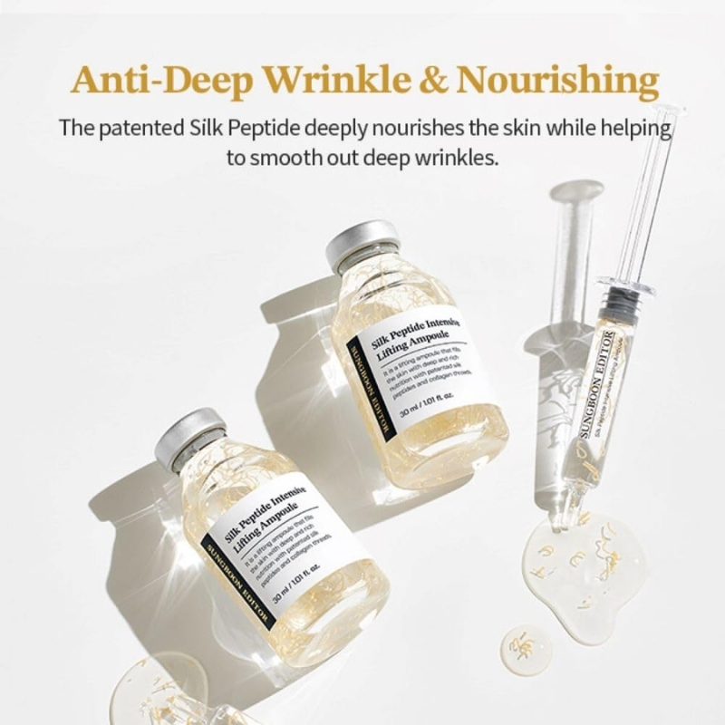 SUNGBOON EDITOR Silk Peptide Intensive Lifting Ampoule | Instant Fine Lines Smoothing & Skin Tightening & Firming Facial Ampoule Serum | Korean Skincare