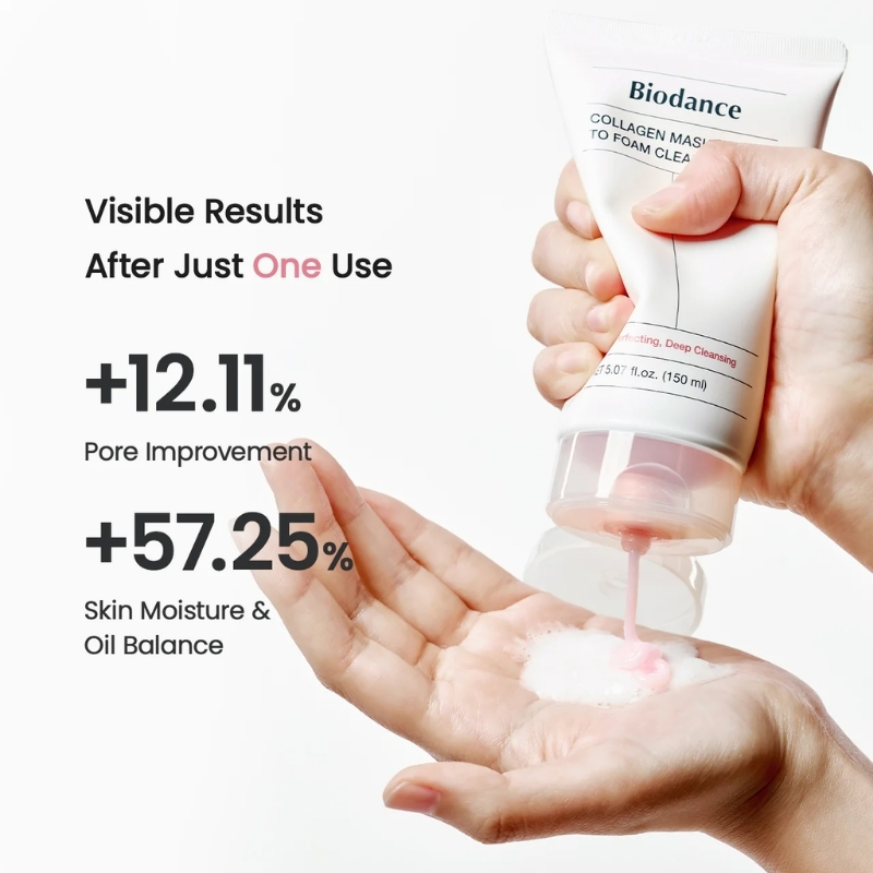 BIODANCE Collagen Mask To Foam Cleanser, Face Wash for Women, 2-in-1 Pore Mask and Hydrating Foaming Facial Cleanser for Sensitive Skin, Oily Skin 150ml