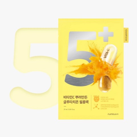 numbuzin No.5 Sheet Mask | Vitamin Spotlight Sheet Mask | Glutathione and Vitamin C | Reduces Hyperpigmentation, Improves Skin Complexion | Gentle and non-irritating