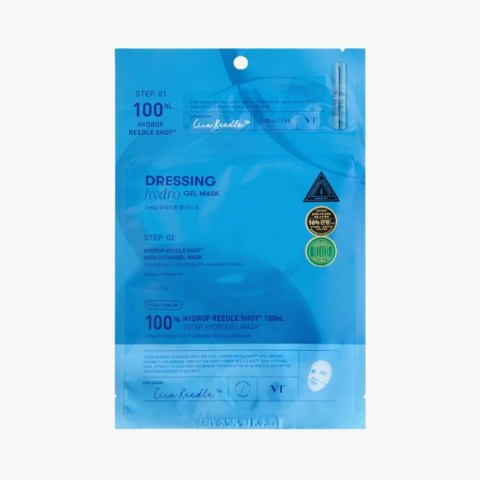 VT COSMETICS Hydrop Reedle Shot 100hl 2-Step Hydrogel Mask, Intensive Hydrating, Exosome Hyaluronic Acid, Dewy & Glass Skin, Overnight Melting Mask, Korean Facial Mask