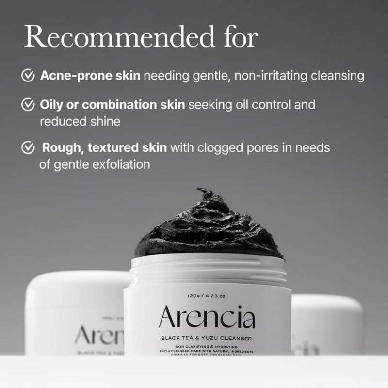 ARENCIA Black Tea Rice Mochi Face Cleanser, 120g, Pore Care, Sebum Control, Oily Skin