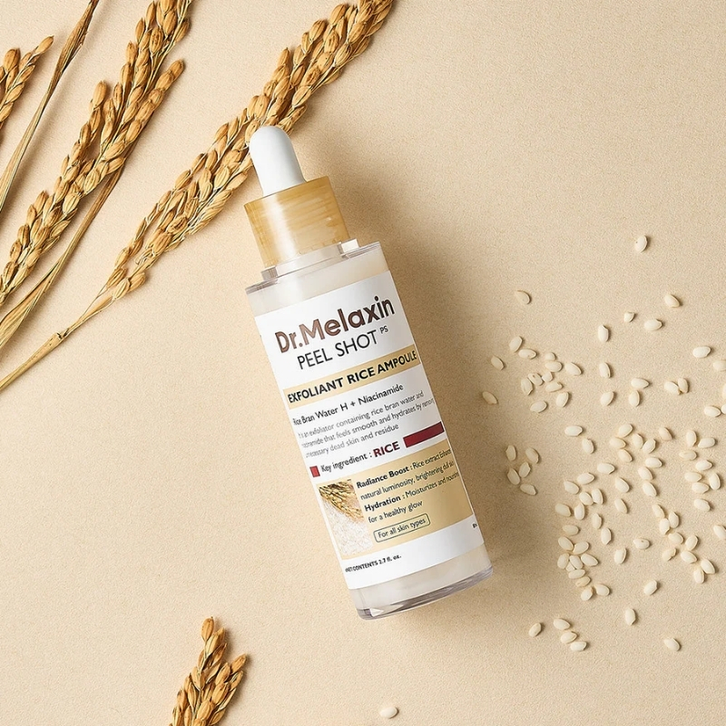 Dr.Melaxin Peel Shot Glow White Rice Peeling Ampoule, Soft Exfoliating Face and Body Scrub Dead Skin Cells Remover for All Skin Types korean skin care 80ml