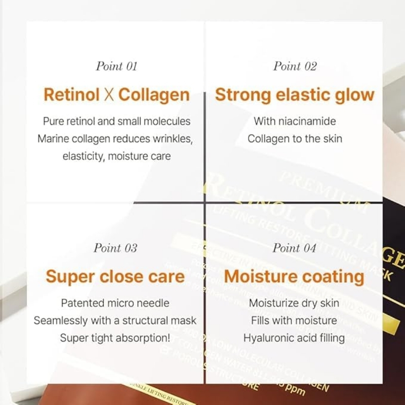 Premium Retinol Collagen Lifting Restore Fitting Mask Set (4 Sheets) - Image 6