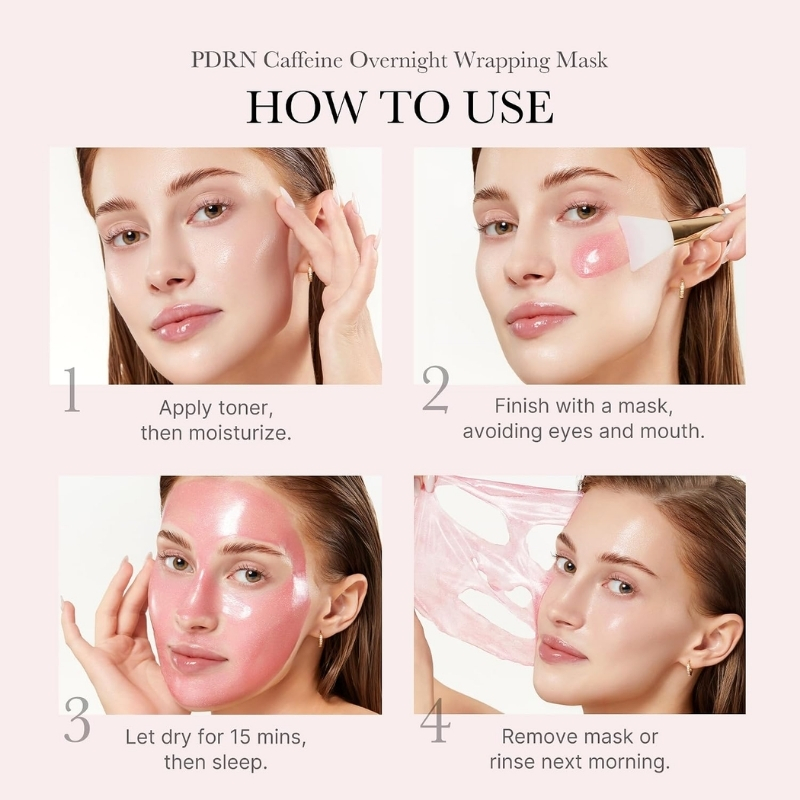 PDRN Pink Caffeine Overnight Wrapping Mask (75ml) - Image 3